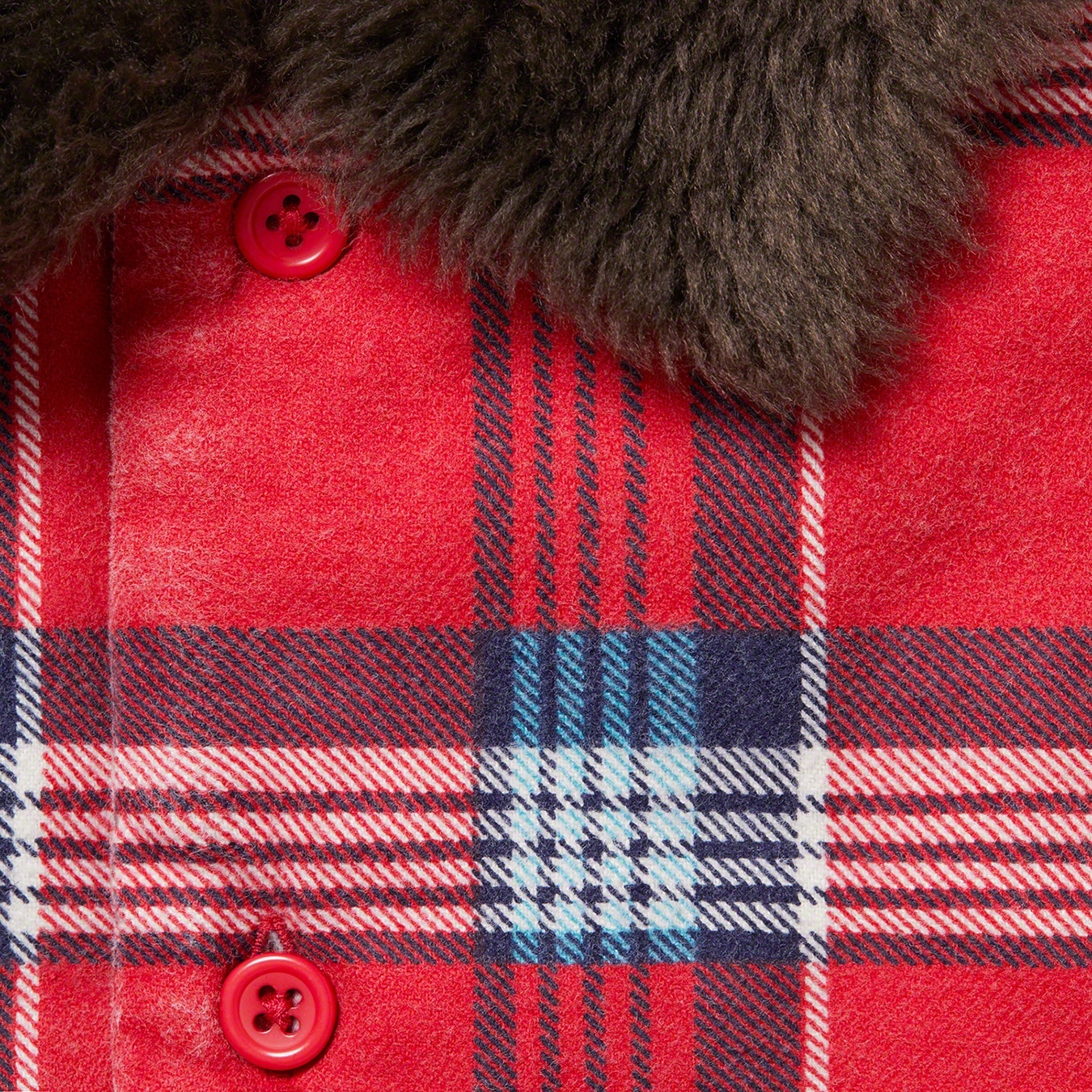 Faux Fur Collar Flannel Shirt view 12